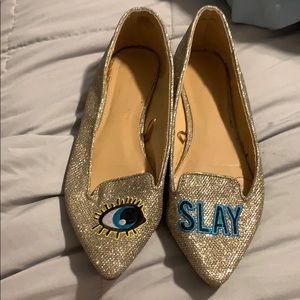 Gold flats by Express!  👁 SLAY.